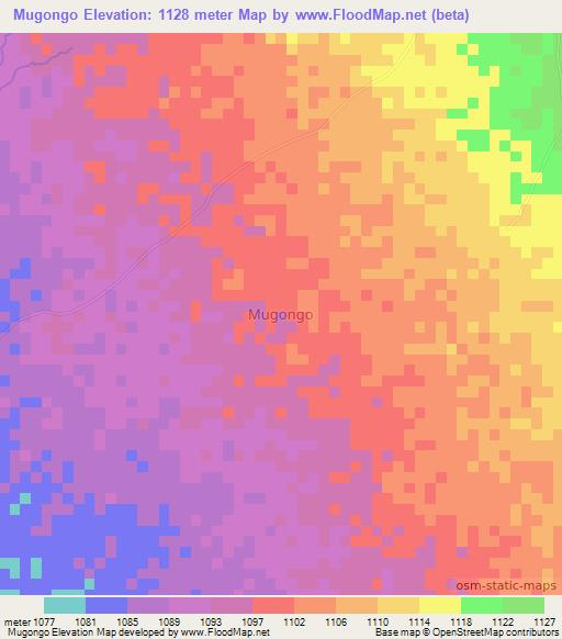 Mugongo,Tanzania Elevation Map