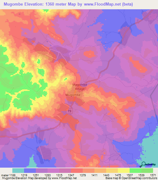 Mugombe,Tanzania Elevation Map