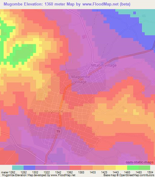 Mugombe,Tanzania Elevation Map