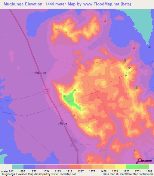 Mughunga,Tanzania Elevation Map