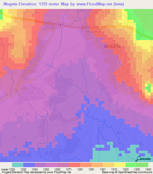 Mugeta,Tanzania Elevation Map