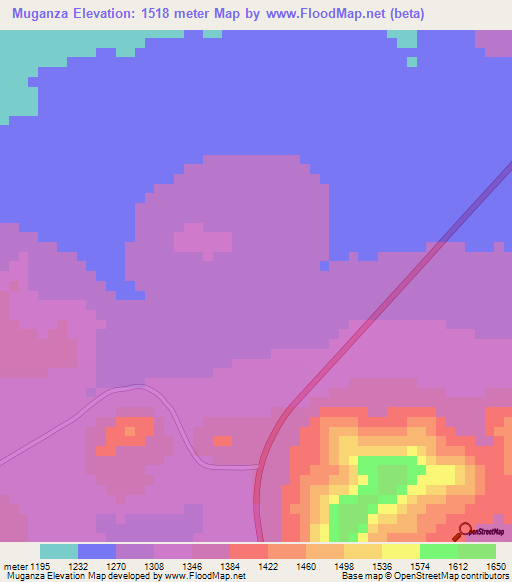 Muganza,Tanzania Elevation Map