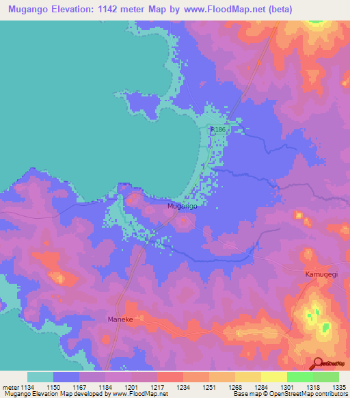 Mugango,Tanzania Elevation Map