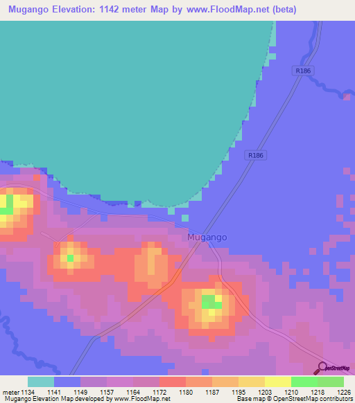 Mugango,Tanzania Elevation Map