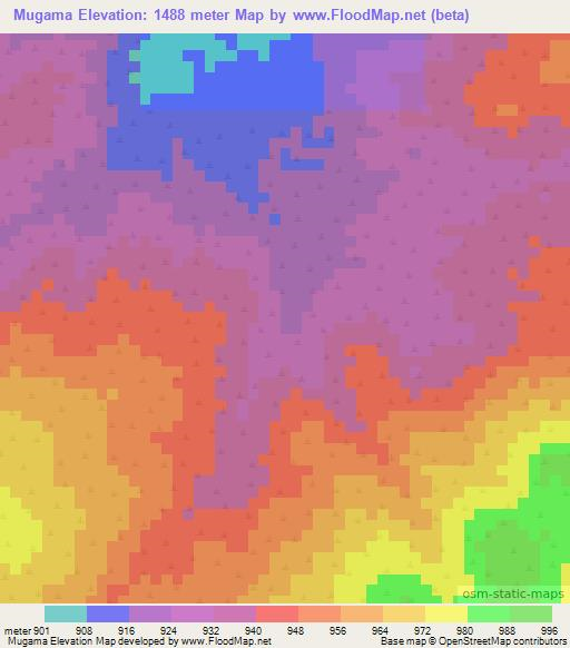 Mugama,Tanzania Elevation Map