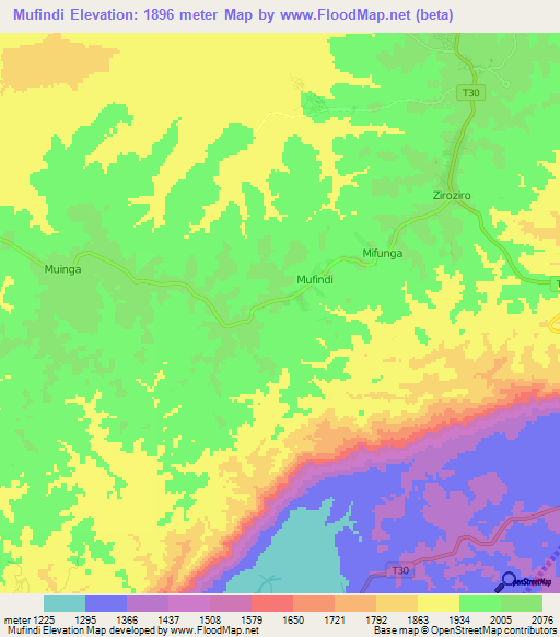 Mufindi,Tanzania Elevation Map