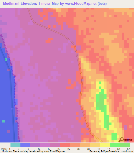 Mudimani,Tanzania Elevation Map