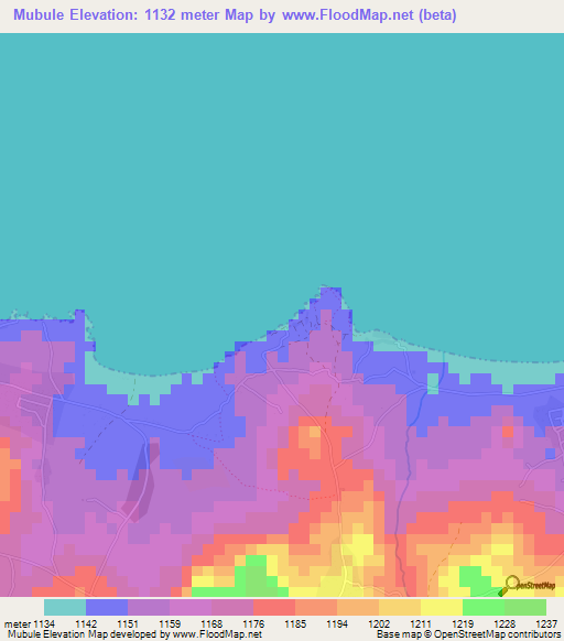 Mubule,Tanzania Elevation Map