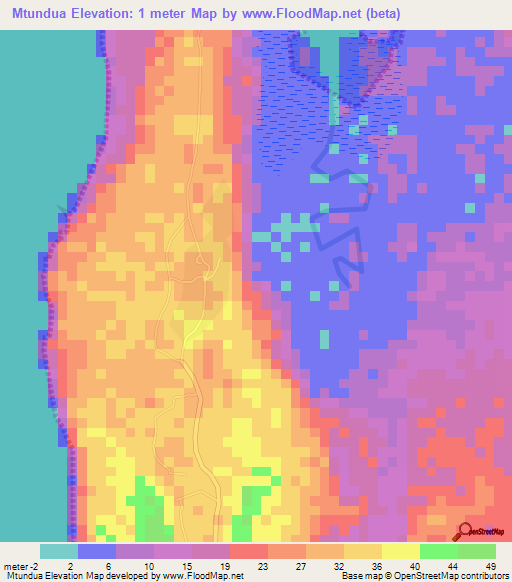 Mtundua,Tanzania Elevation Map