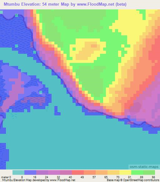 Mtumbu,Tanzania Elevation Map