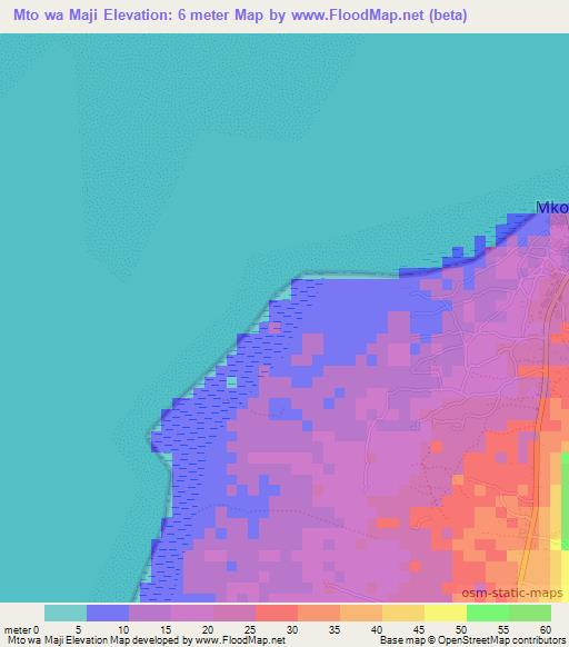 Mto wa Maji,Tanzania Elevation Map