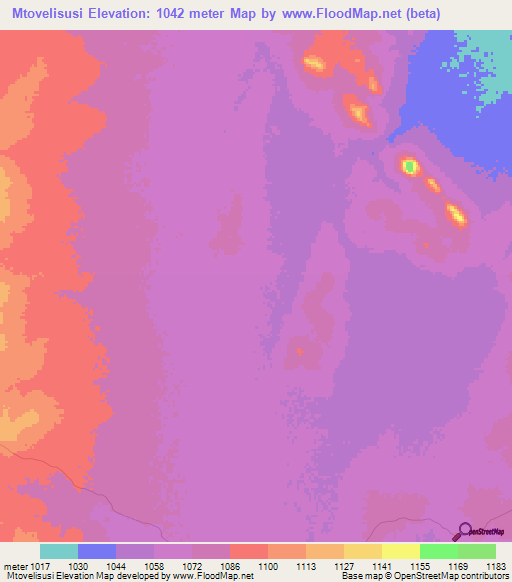 Mtovelisusi,Tanzania Elevation Map