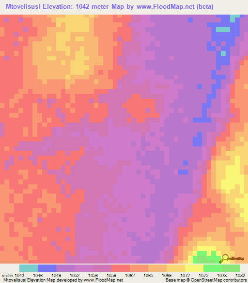 Mtovelisusi,Tanzania Elevation Map