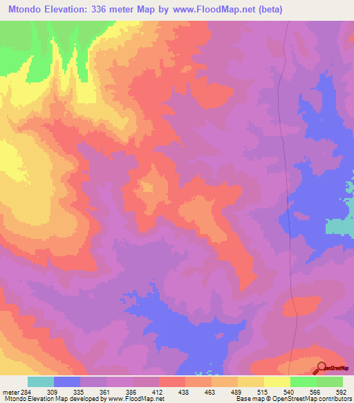 Mtondo,Tanzania Elevation Map