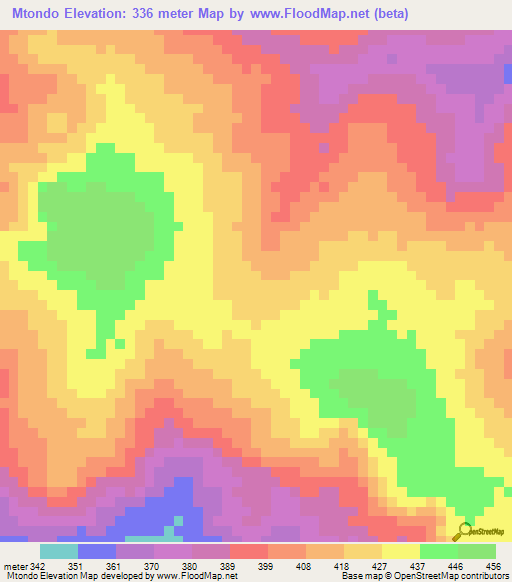 Mtondo,Tanzania Elevation Map