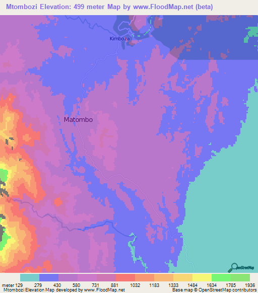 Mtombozi,Tanzania Elevation Map