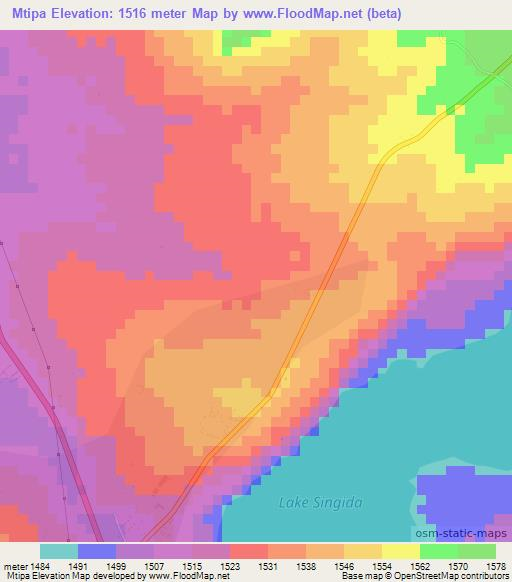 Mtipa,Tanzania Elevation Map