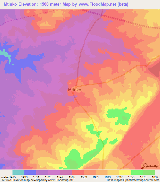 Mtinko,Tanzania Elevation Map