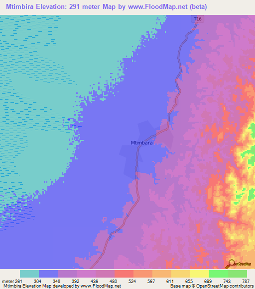 Mtimbira,Tanzania Elevation Map