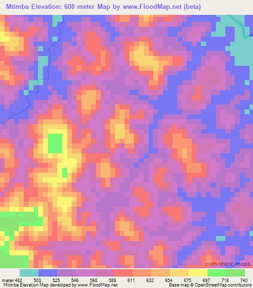 Mtimba,Tanzania Elevation Map