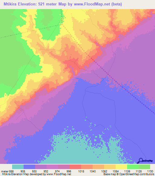 Mtikira,Tanzania Elevation Map