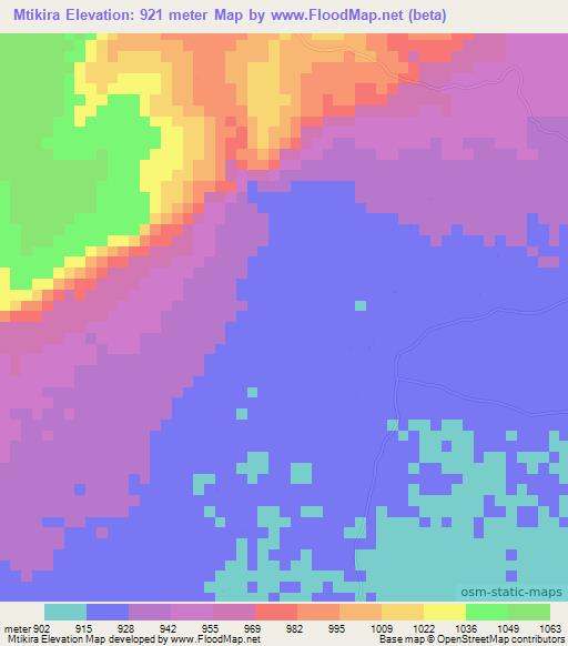 Mtikira,Tanzania Elevation Map