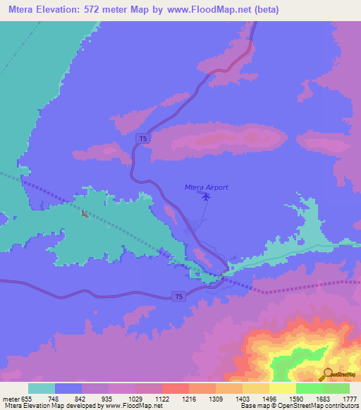 Mtera,Tanzania Elevation Map