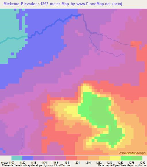 Mtekente,Tanzania Elevation Map