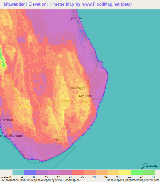 Mtawandani,Tanzania Elevation Map