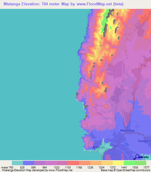 Mtatanga,Tanzania Elevation Map