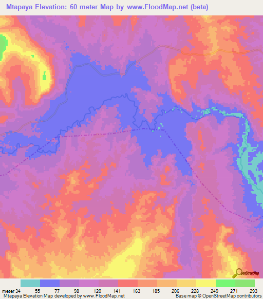 Mtapaya,Tanzania Elevation Map