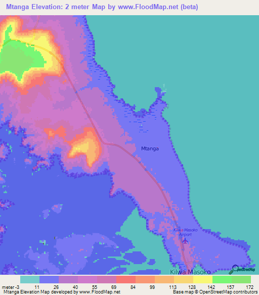 Mtanga,Tanzania Elevation Map