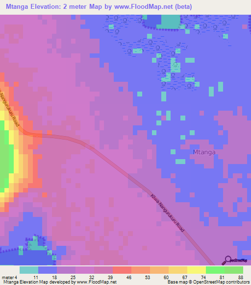 Mtanga,Tanzania Elevation Map