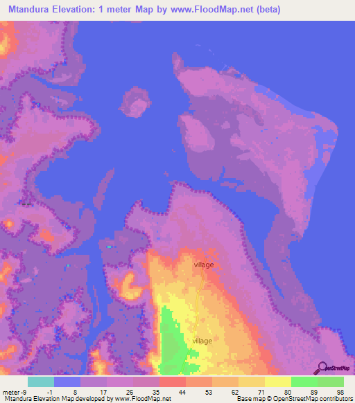 Mtandura,Tanzania Elevation Map