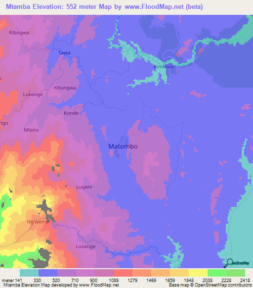 Mtamba,Tanzania Elevation Map