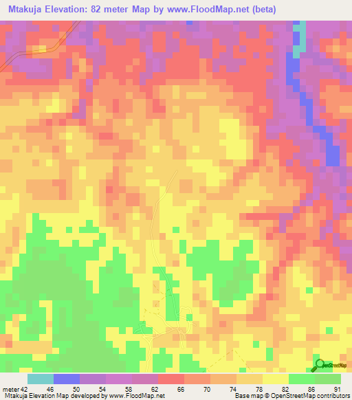 Mtakuja,Tanzania Elevation Map