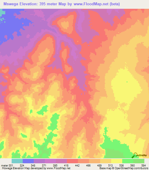 Mswega,Tanzania Elevation Map