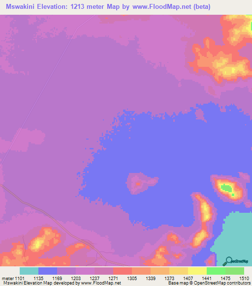 Mswakini,Tanzania Elevation Map