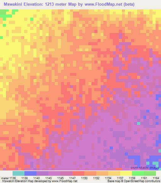 Mswakini,Tanzania Elevation Map