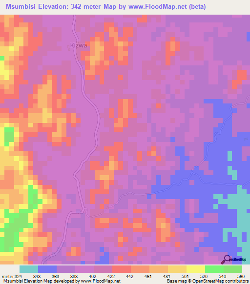 Msumbisi,Tanzania Elevation Map