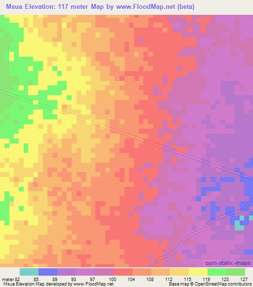 Msua,Tanzania Elevation Map