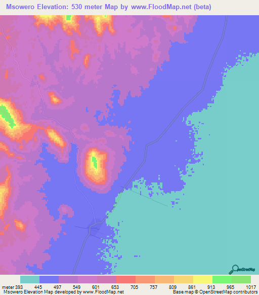 Msowero,Tanzania Elevation Map