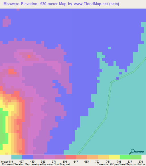 Msowero,Tanzania Elevation Map