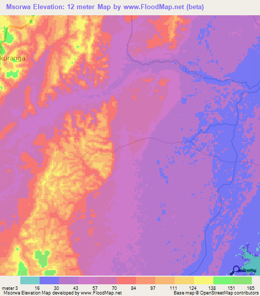 Msorwa,Tanzania Elevation Map