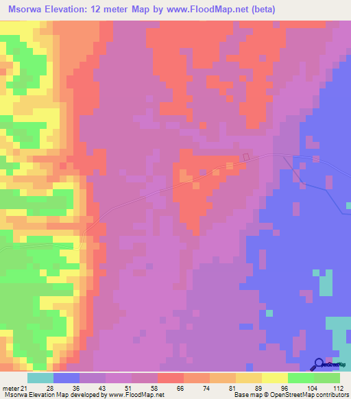 Msorwa,Tanzania Elevation Map