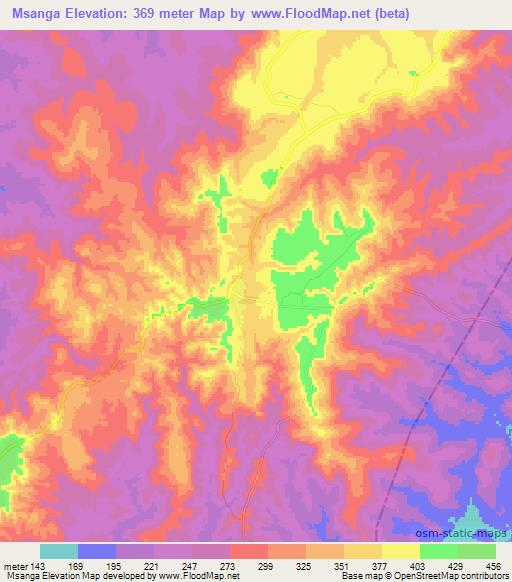 Msanga,Tanzania Elevation Map