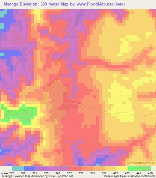 Msanga,Tanzania Elevation Map