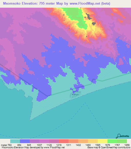 Msomsoko,Tanzania Elevation Map