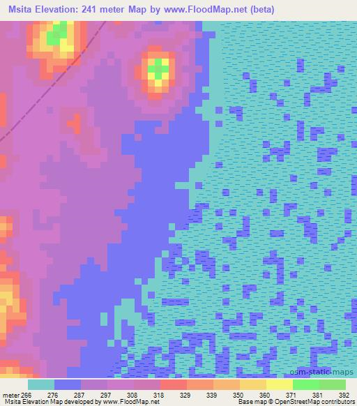 Msita,Tanzania Elevation Map