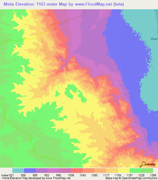 Msita,Tanzania Elevation Map